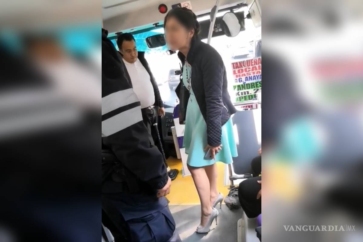 Exhiben a #LadyTacones luego de armar 'escandala' en transporte público