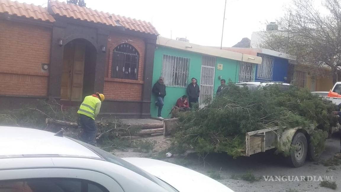 $!Fuertes vientos tumban parte de la fachada de un edificio en la zona Centro de Saltillo