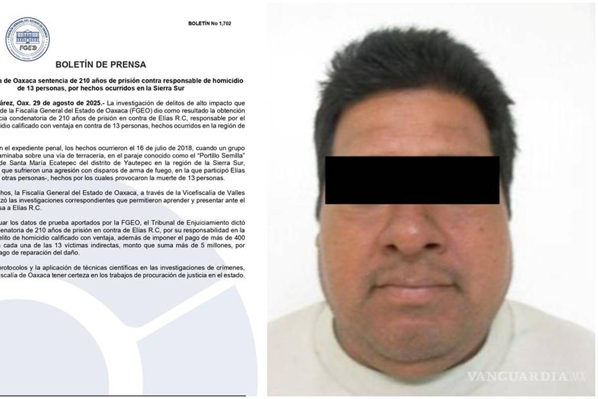 Dan 210 años de prisión a responsable de asesinato de indígenas en Oaxaca