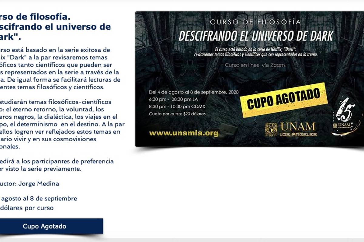 UNAM ofrece el curso de ciencia y filosofía &quot;La luz dentro de Dark&quot; basado en la serie de Netflix