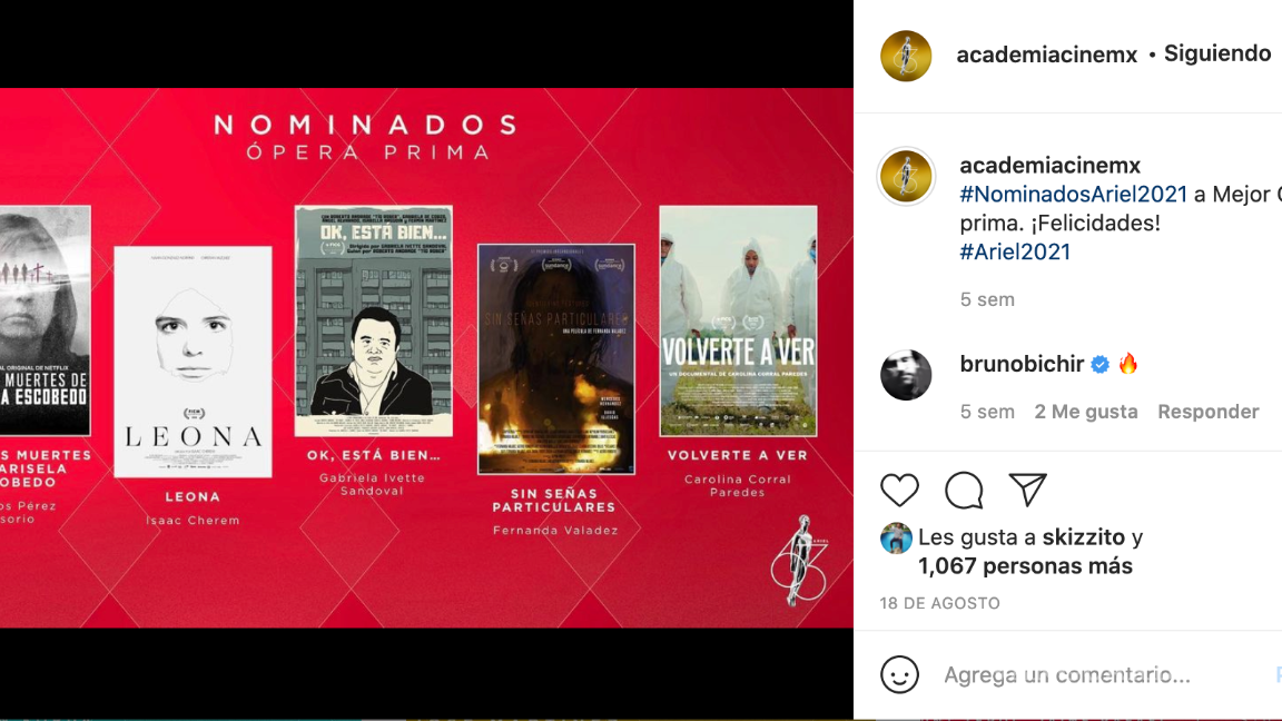 $!‘Ok, está bien’ compite con otras cuatro óperas primas en los Premios Ariel 2021.