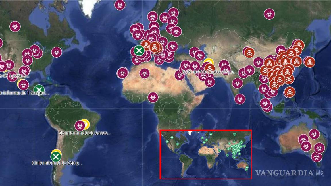 Google Maps te muestra los casos de coronavirus en el mundo en tiempo real