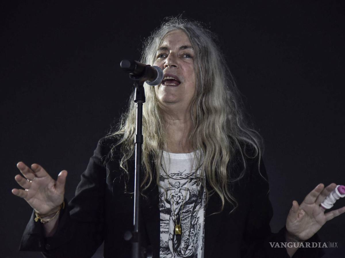 $!Imagen del 7 de septiembre de 2018 de a cantante y poetisa Patti Smith en su eparticipación en el “Hay Festival Imagina el Mundo” en Querétaro.