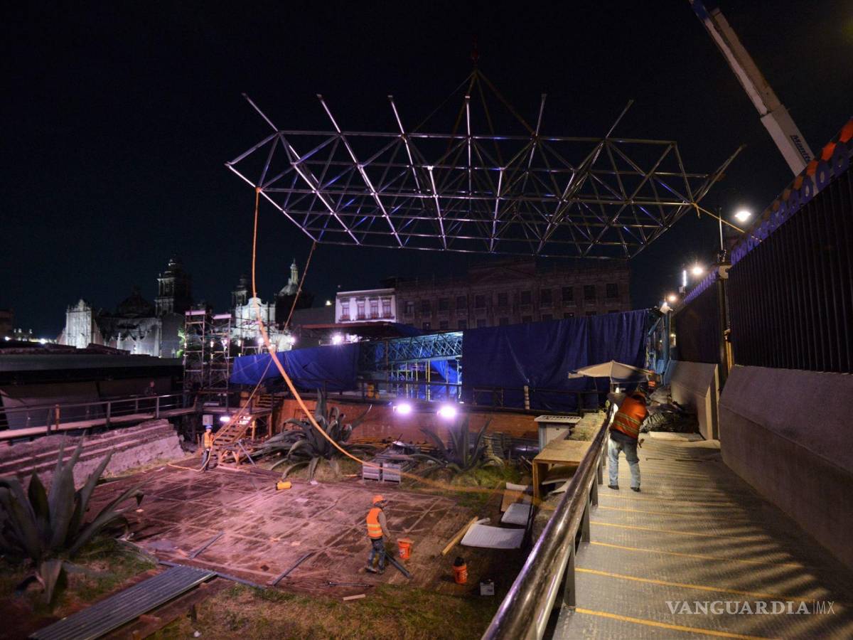 $!Las autoridades de la CDMX avanzan en la reparación del techo de la Casa de las Águilas del Templo Mayor que fue derrumbado debido a una fuerte lluvia.