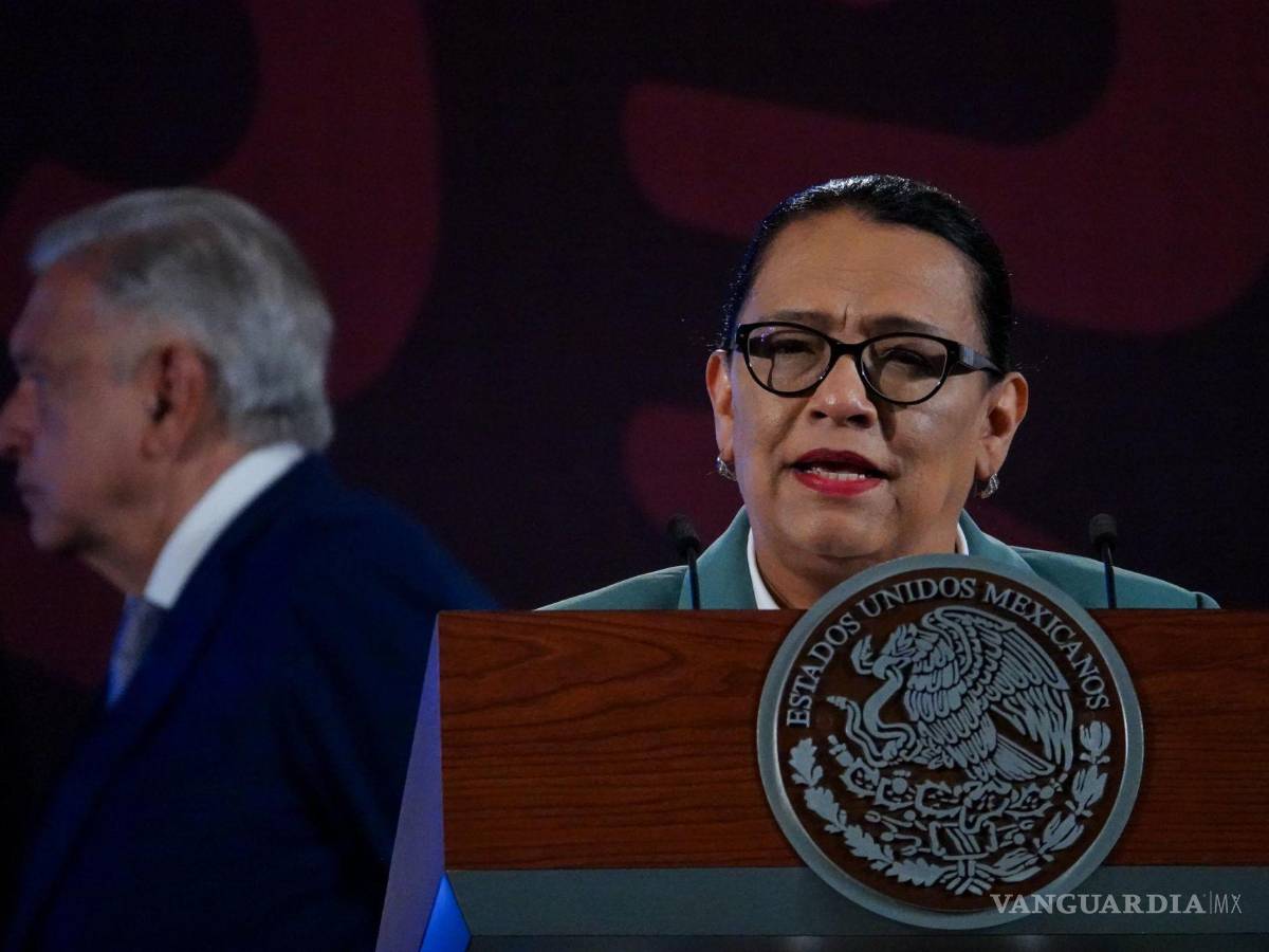$!Rosa Icela Rodríguez, secretaria de Seguridad Pública y Protección Ciudadana, durante una conferencia de prensa matutina.