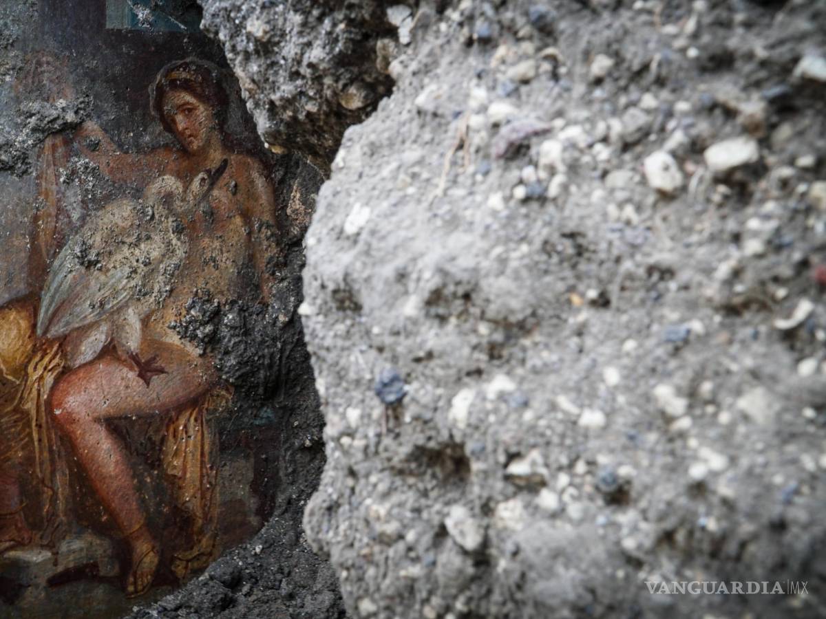 $!Descubren en Pompeya un fresco del mito griego de Leda y el cisne