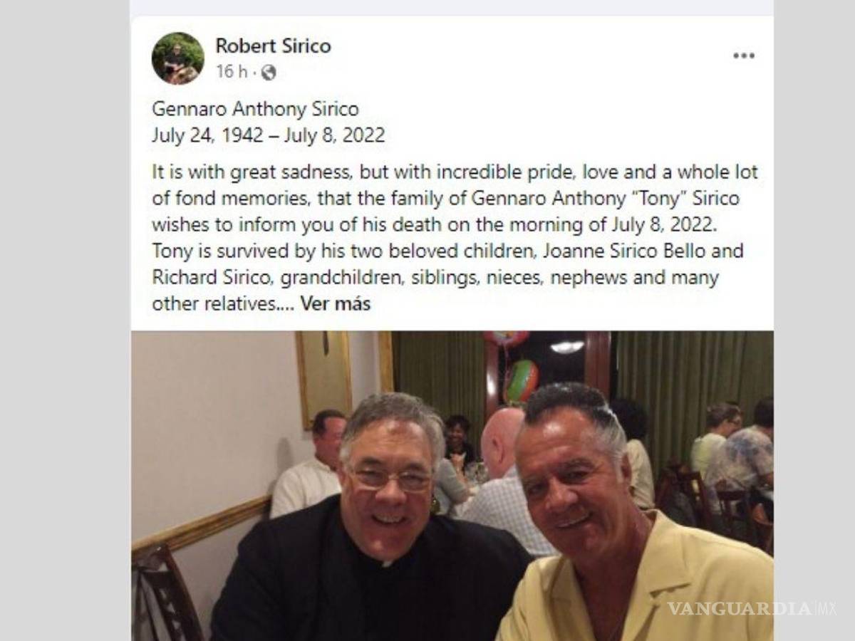 $!Robert Sirico, hermano del actor, dio a conocer la noticia en Facebook.