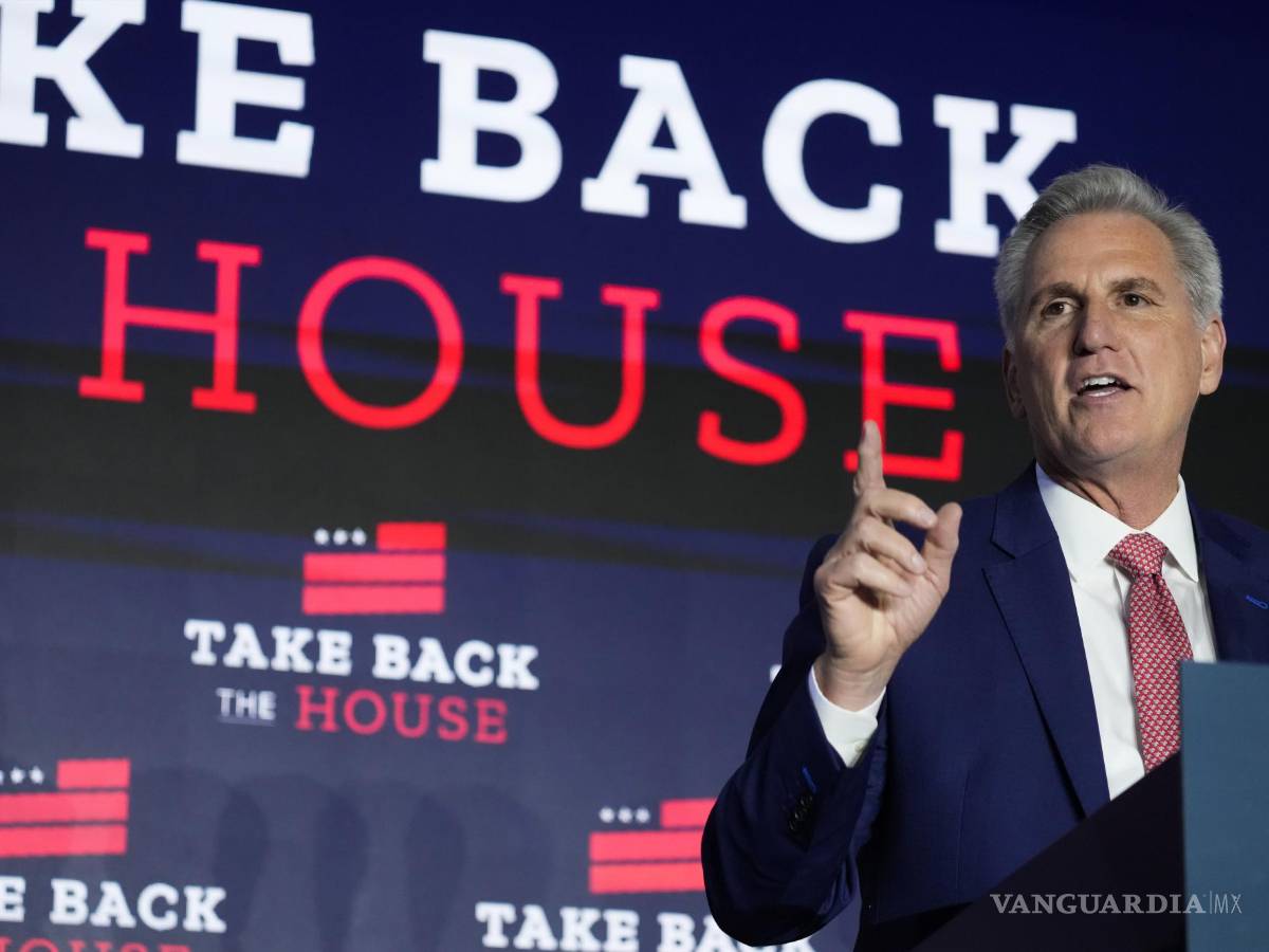 $!El líder de la minoría de la Cámara de Representantes, Kevin McCarthy, de California, habla en un evento electoral en Washington.