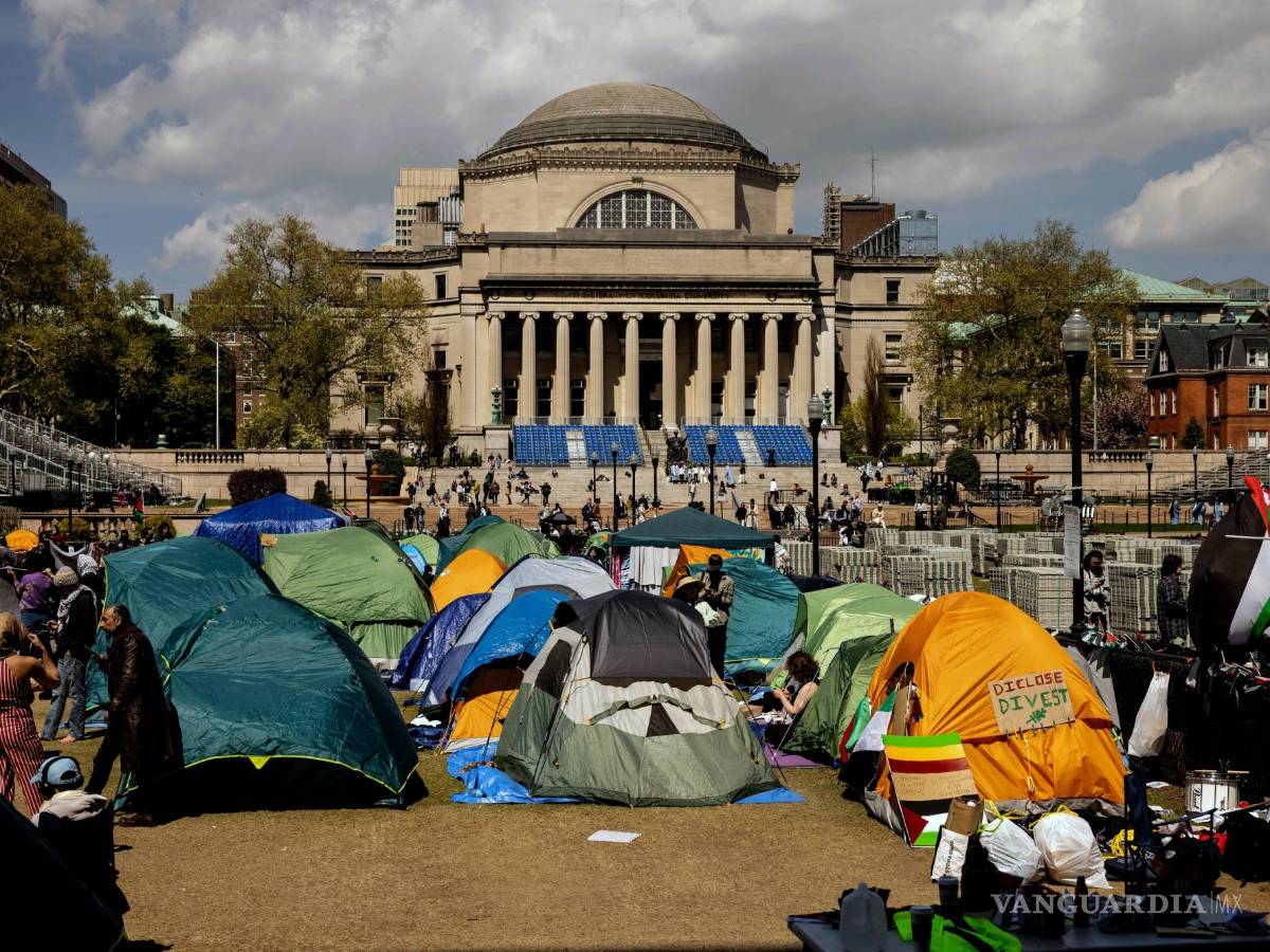 $!Se ve un campamento de manifestación pro palestino en la Universidad de Columbia en Nueva York.