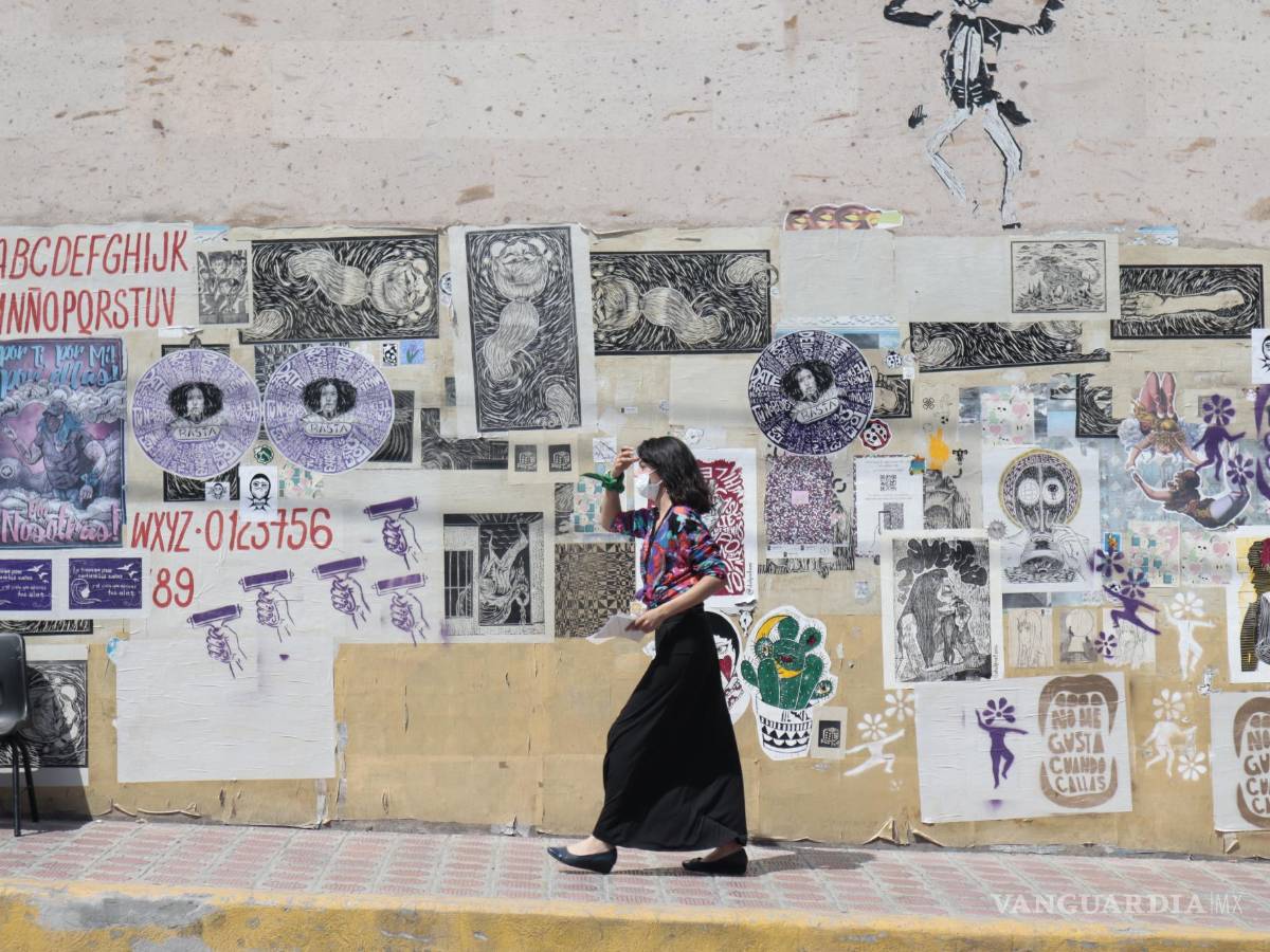 $!‘Muro Violeta’, la intervención artística para la concientización sobre la violencia de género en el Museo de Artes Graficas de Saltillo