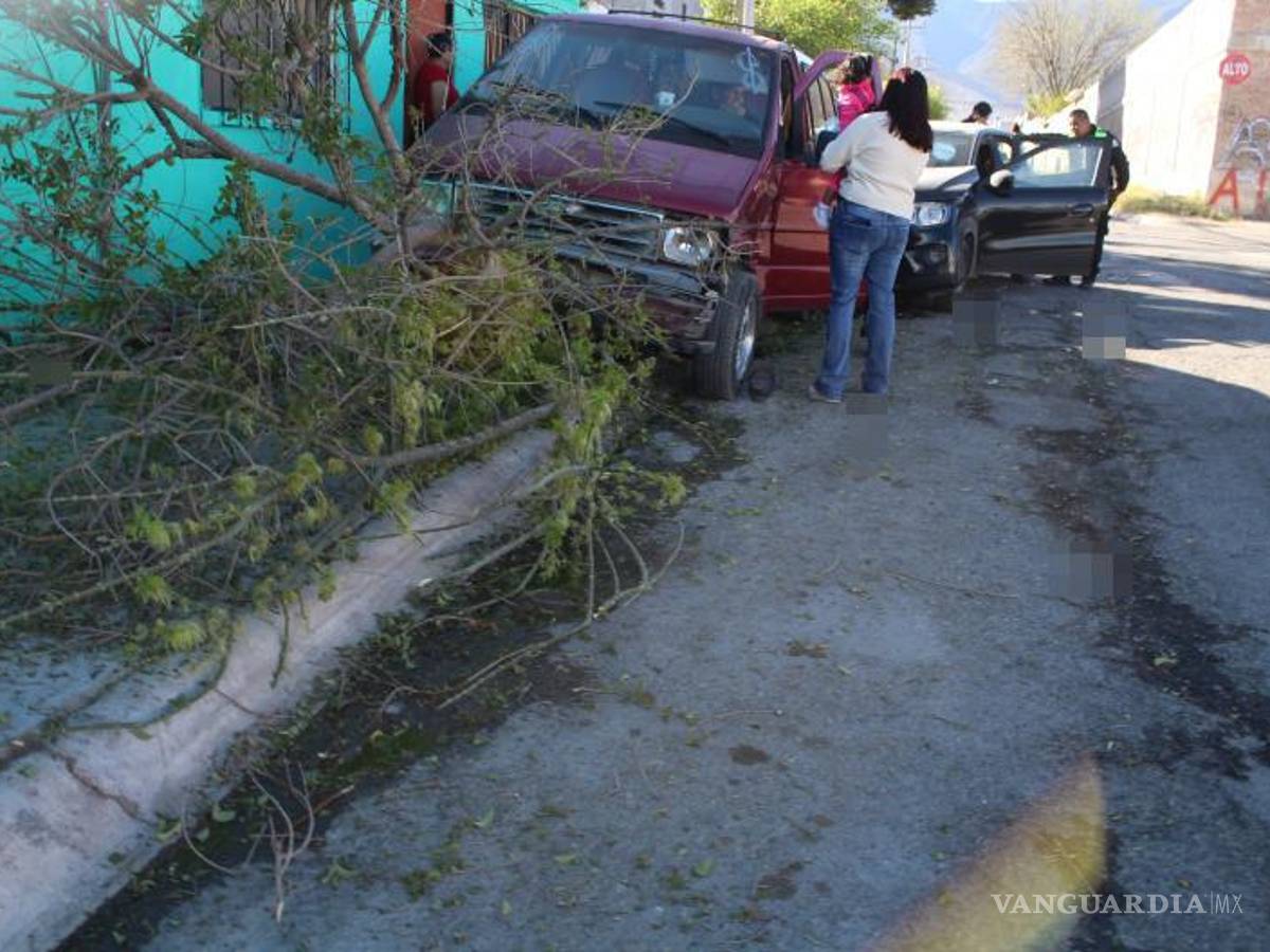 $!El impacto provocó que ambos vehículos se estrellaran contra dos árboles en el cruce de las calles Salvador Tovar y Dieciocho.