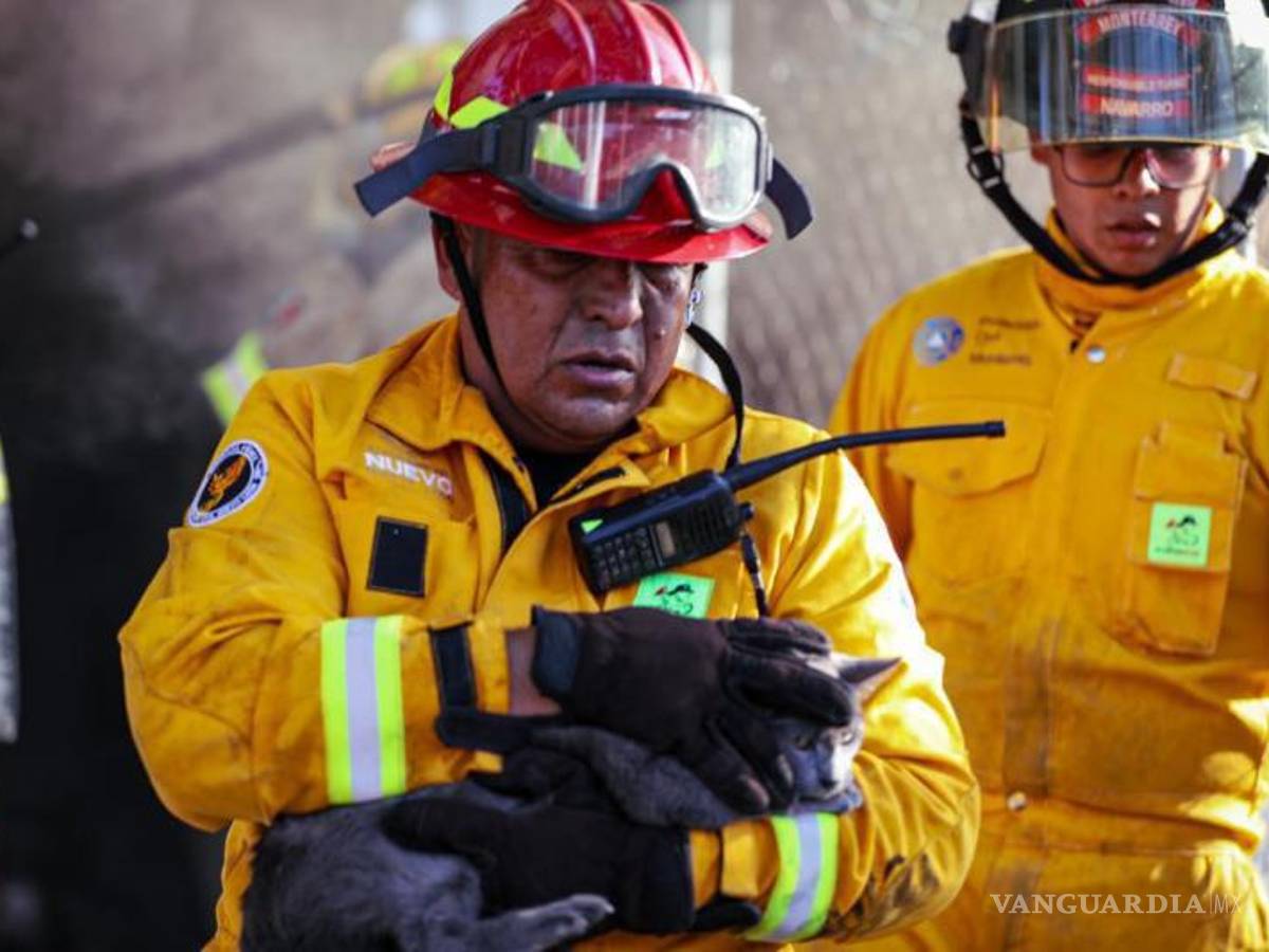 $!El siniestro comenzó en un terreno baldío y se extendió a una zona de departamentos de donde fueron evacuadas 30 personas, este jueves, en Monterrey.