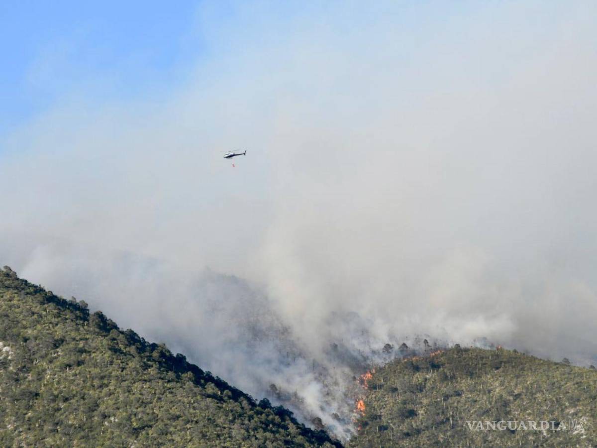 $!26/05/2024. Incendio forestal en Jagüey de Ferniza, en el Cañón de los Búfalos, en Arteaga, Coahuila.