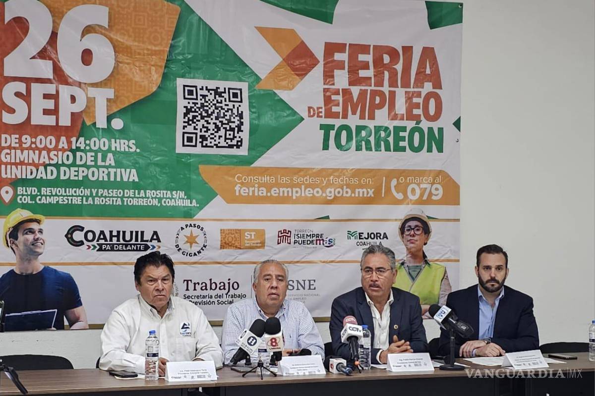 Anuncian en Torreón la Sexta Feria de Empleo para el 26 de septiembre