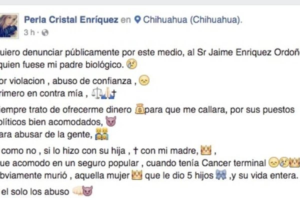 $!Hija de funcionario de Chihuahua lo denuncia por violación