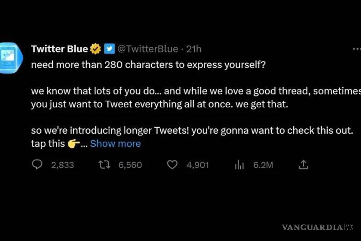 Twitter salta hasta los 4 mil caracteres permitidos... para su versión Blue