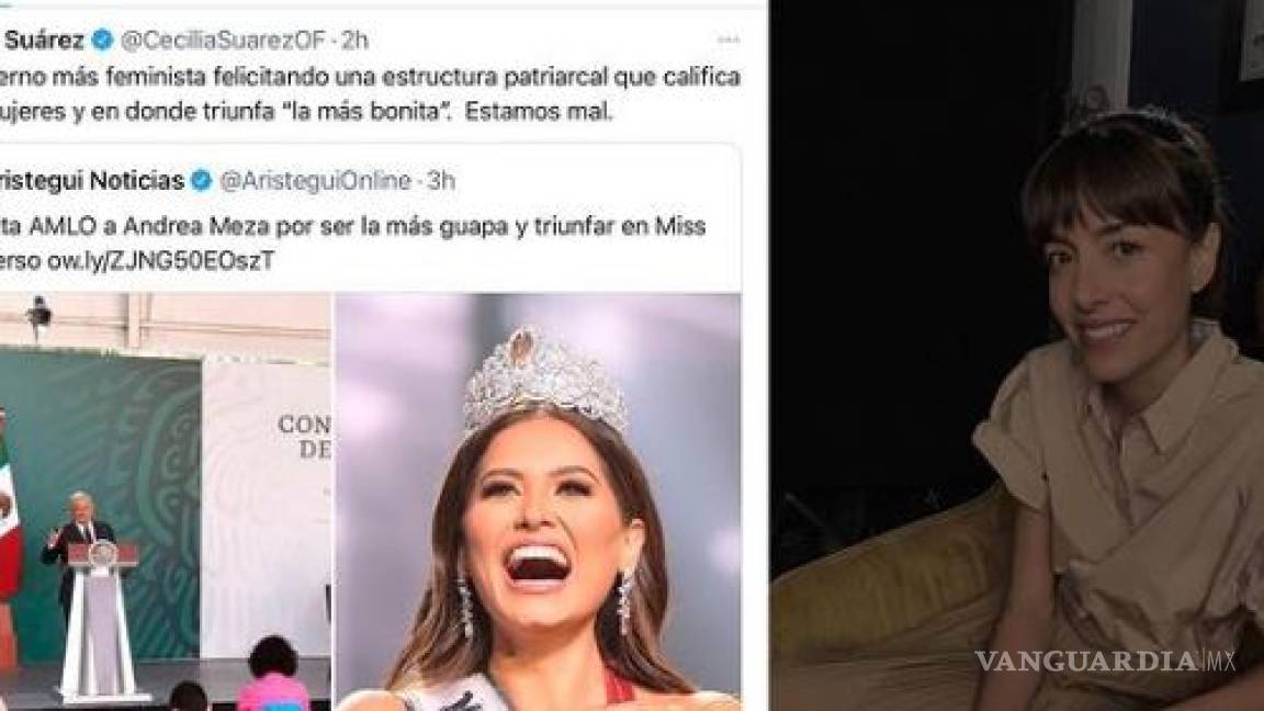‘Estamos mal’, Cecilia Suárez critica a AMLO por felicitar a Andrea Meza, ganadora de Miss Universo 2021