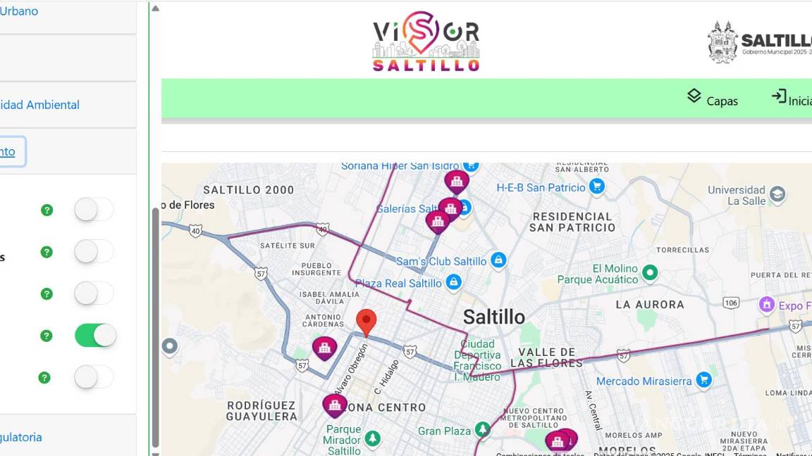 $!Así se ve la ubicación de hospitales en la ciudad, de acuerdo con Visor Saltillo.