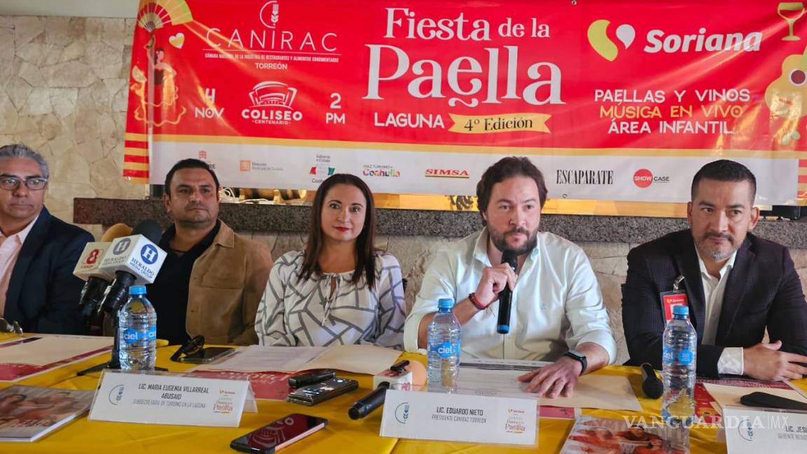 Anuncia Canirac Laguna Cuarto Festival de la Paella; será en el Coliseo Centenario, en Torreón
