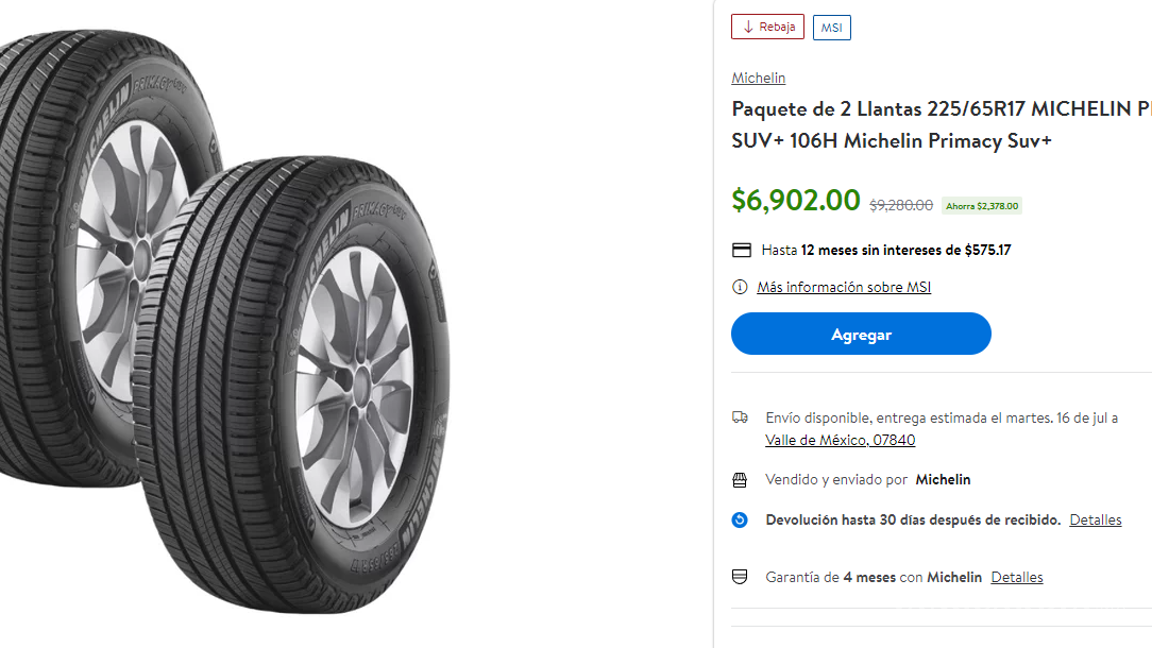 $!Michelin, Continental, Goodyear... Estos son los mejores descuentos en neumáticos que ofrece Walmart