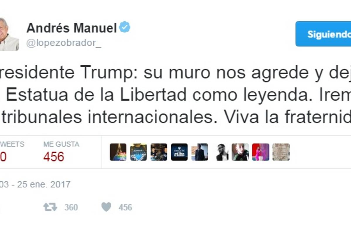 AMLO amenaza con llevar a Trump ante tribunales internacionales por el muro