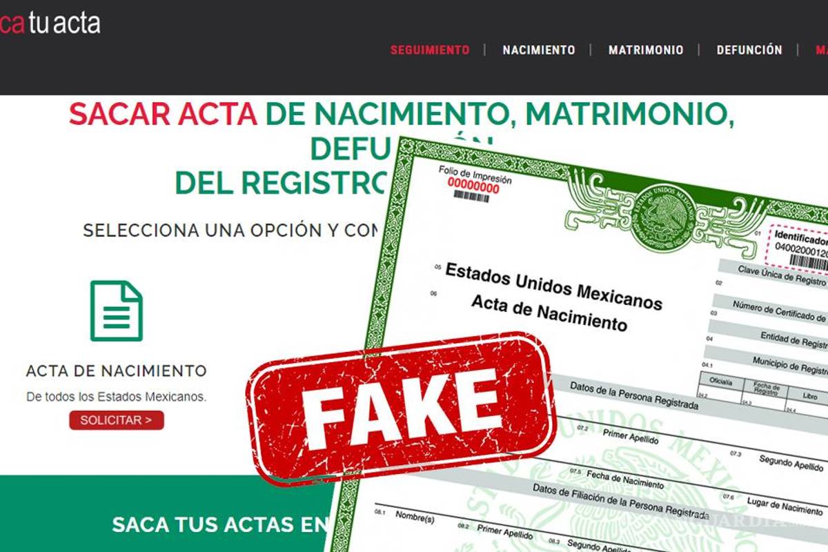¡Cuidado!... Si te piden tu Acta de Nacimiento Certificada no entres a esta página falsa; aquí te decimos cómo obtener el documento oficial