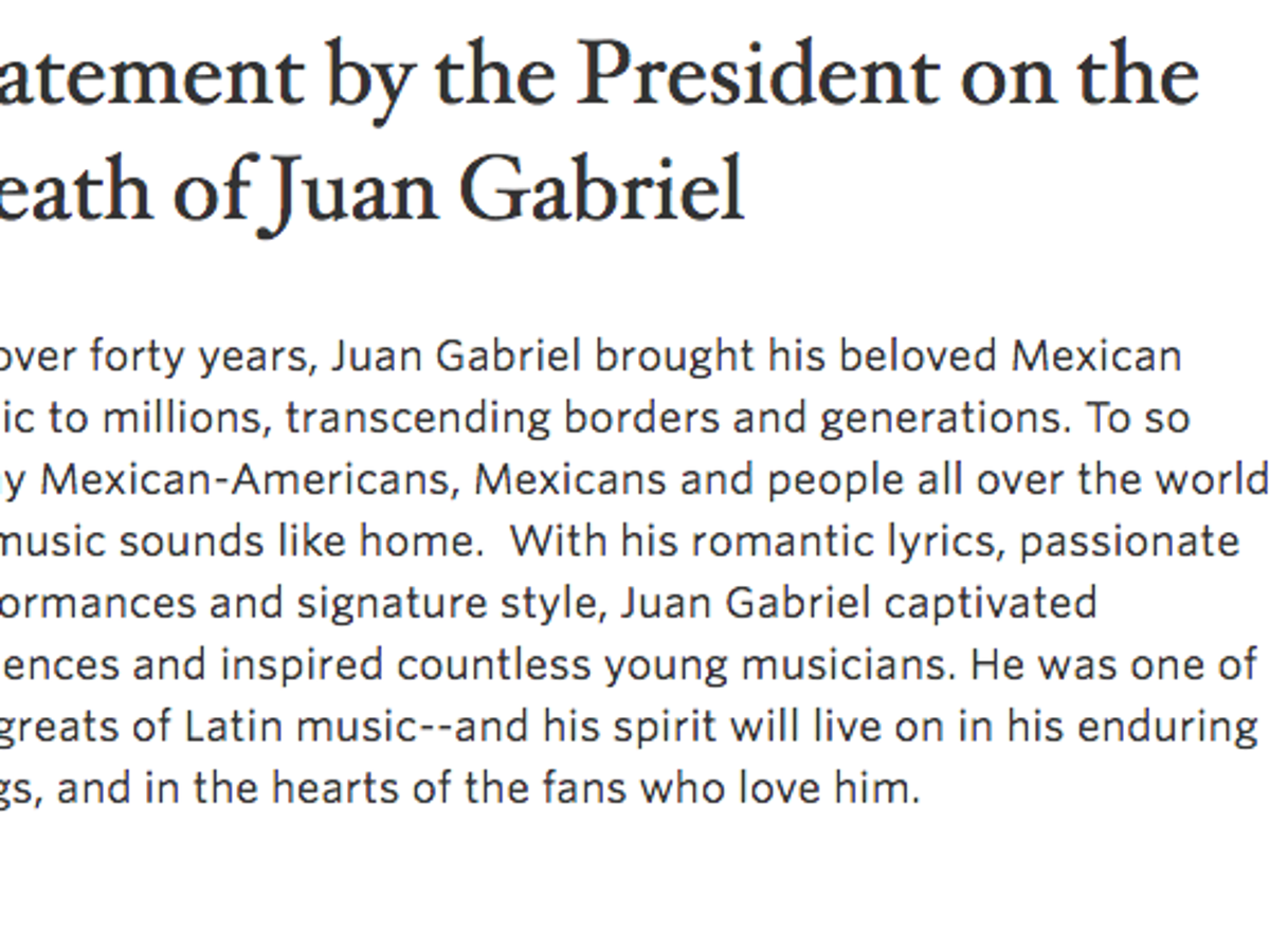 $!Barack Obama destaca el legado de Juan Gabriel