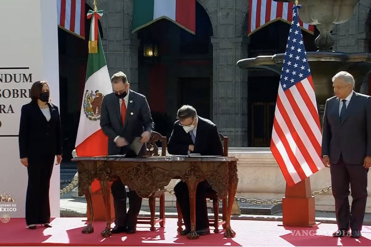 Kamala Harris llega a Palacio Nacional; firman memorándum de entendimiento migratorio (video)