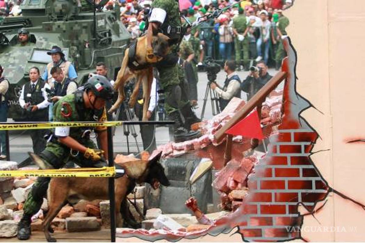 Sedena hace coche alegórico con víctima bajo escombros y estallan las críticas