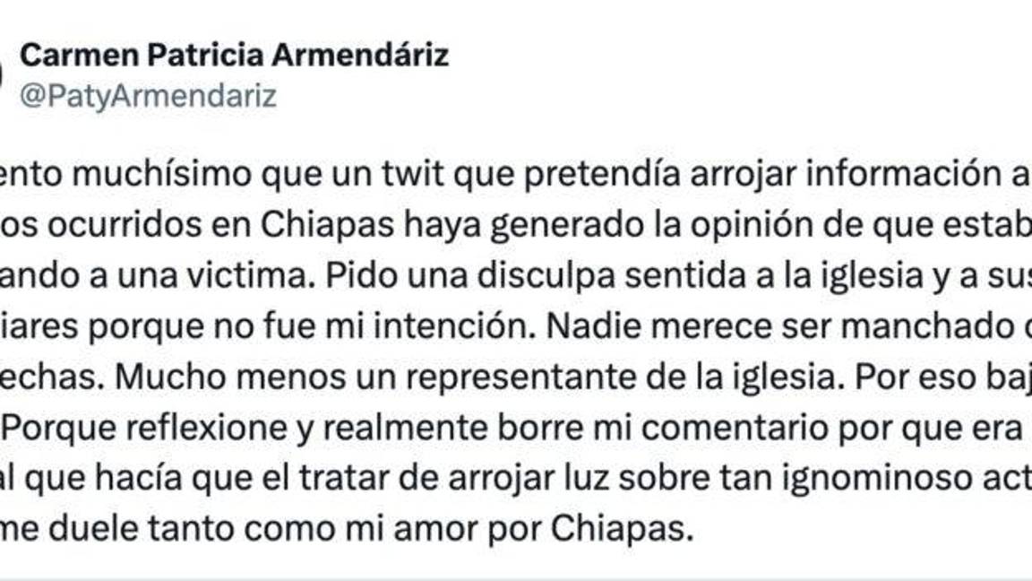 $!Patricia Armendáriz se disculpa por señalamientos al sacerdote Marcelo