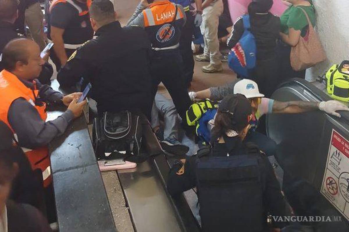 $!Fallan escaleras eléctricas en el Metro estación Polanco, quedan nueve heridos