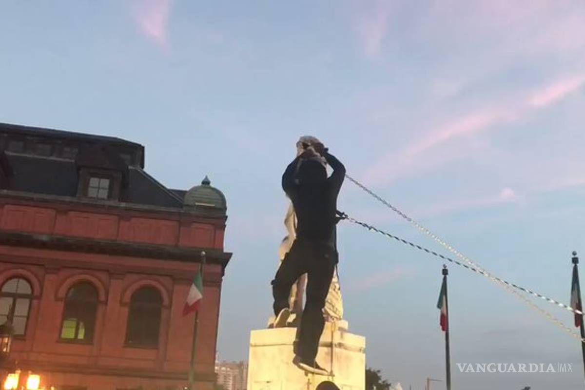 Destrozan otra estatua de Colón en Estados Unidos, tras amenaza de Trump