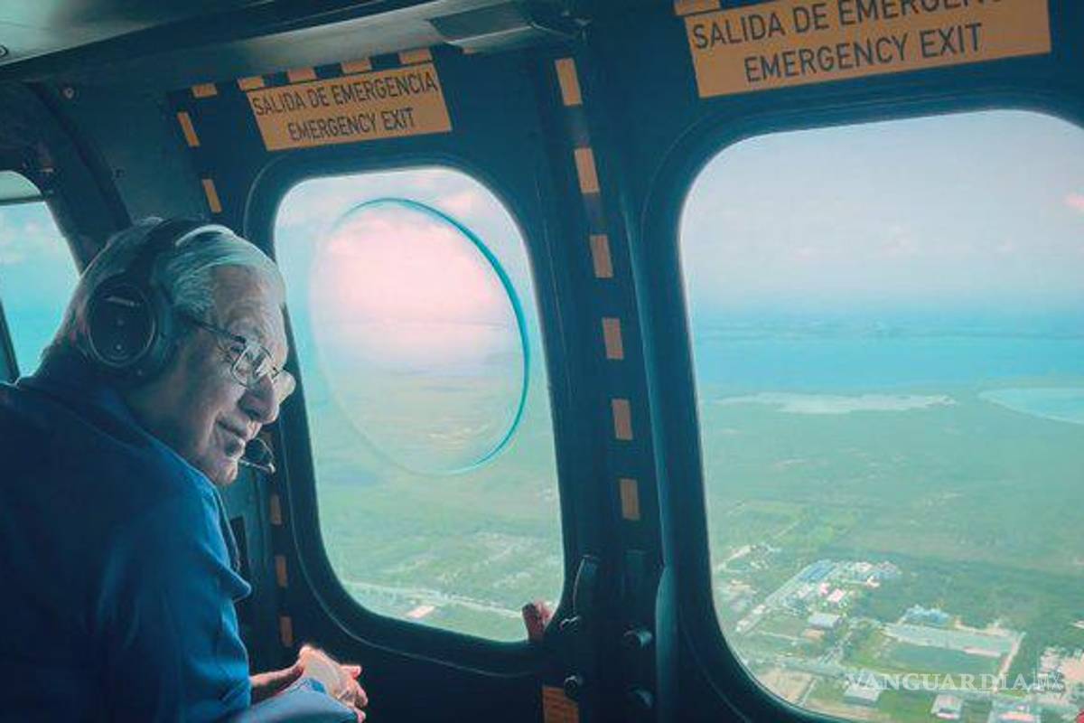 AMLO sobrevuela tramo del Tren Maya entre Mérida y Cancún, ‘el pueblo quiere y apoya esta gran obra’