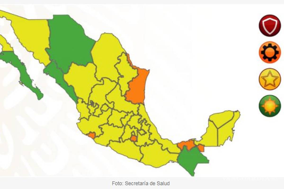 Edomex pasa a amarillo y Sinaloa a verde en el semáforo epidemiológico; hay 24 estados en color amarillo