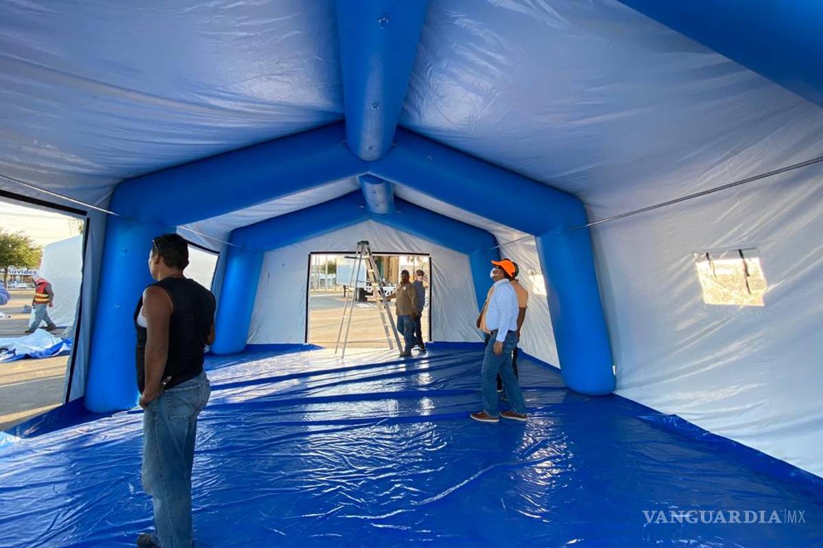 Inicia instalación de Hospital Móvil COVID-19 en Acuña ante incremento de contagios