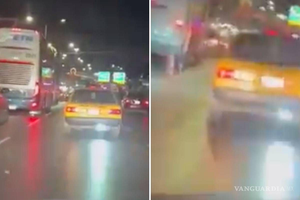 Exhiben a taxi ‘flash’ que encandila y se ‘salta’ filas en Saltillo; Reglamento lo prohíbe (video)