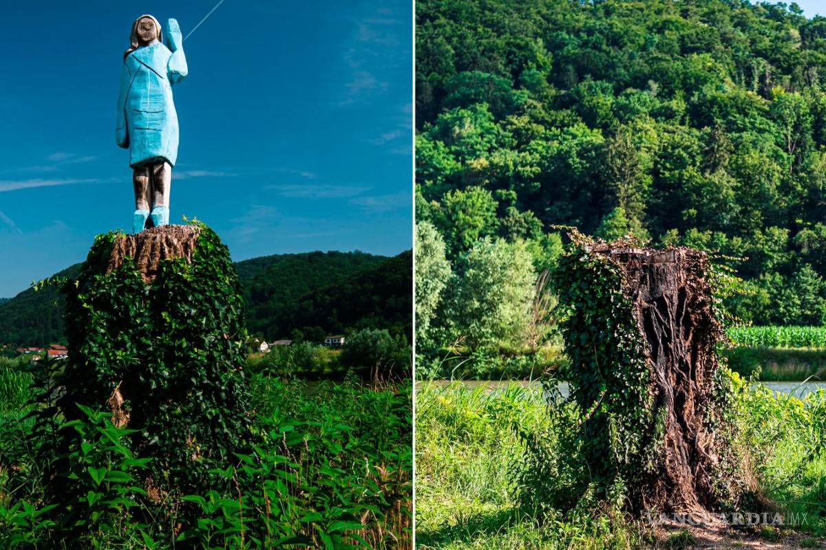 Queman estatua de Melania Trump en Eslovenia
