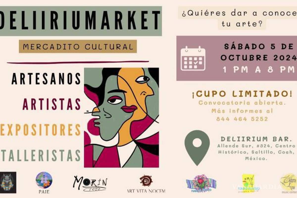$!Invitan a artesanos y artistas de Saltillo al mercadito cultural ‘Delliriumarket’