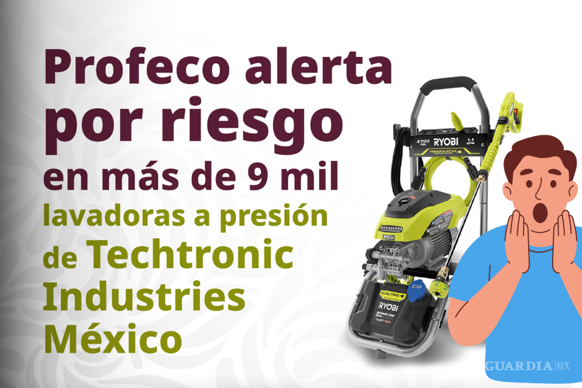 Profeco alerta por riesgo en más de 9 mil lavadoras a presión Ryobi; podrían sobrecalentarse y causar lesiones