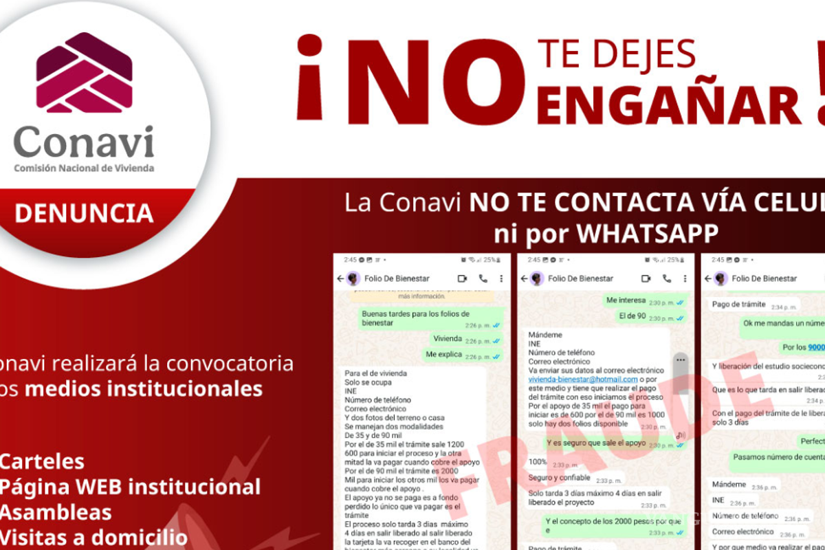 Alerta de fraude: Conavi advierte sobre engaños en nombre del programa ‘Vivienda para el Bienestar’