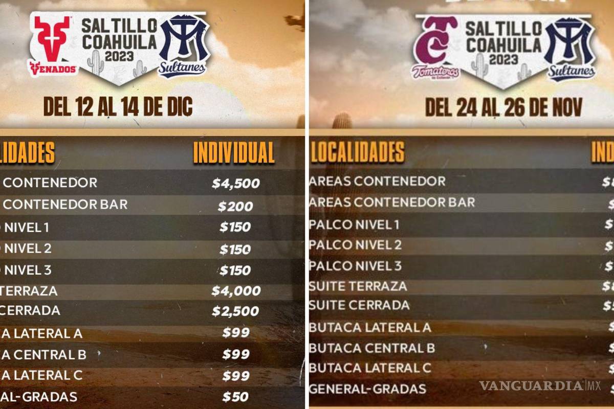 $!De lado izquierdo, se presentan los costos oficiales compartidos por Sultanes para el duelo ante Venados; del derecho, lo mismo pero para la pasada serie ante Tomateros.