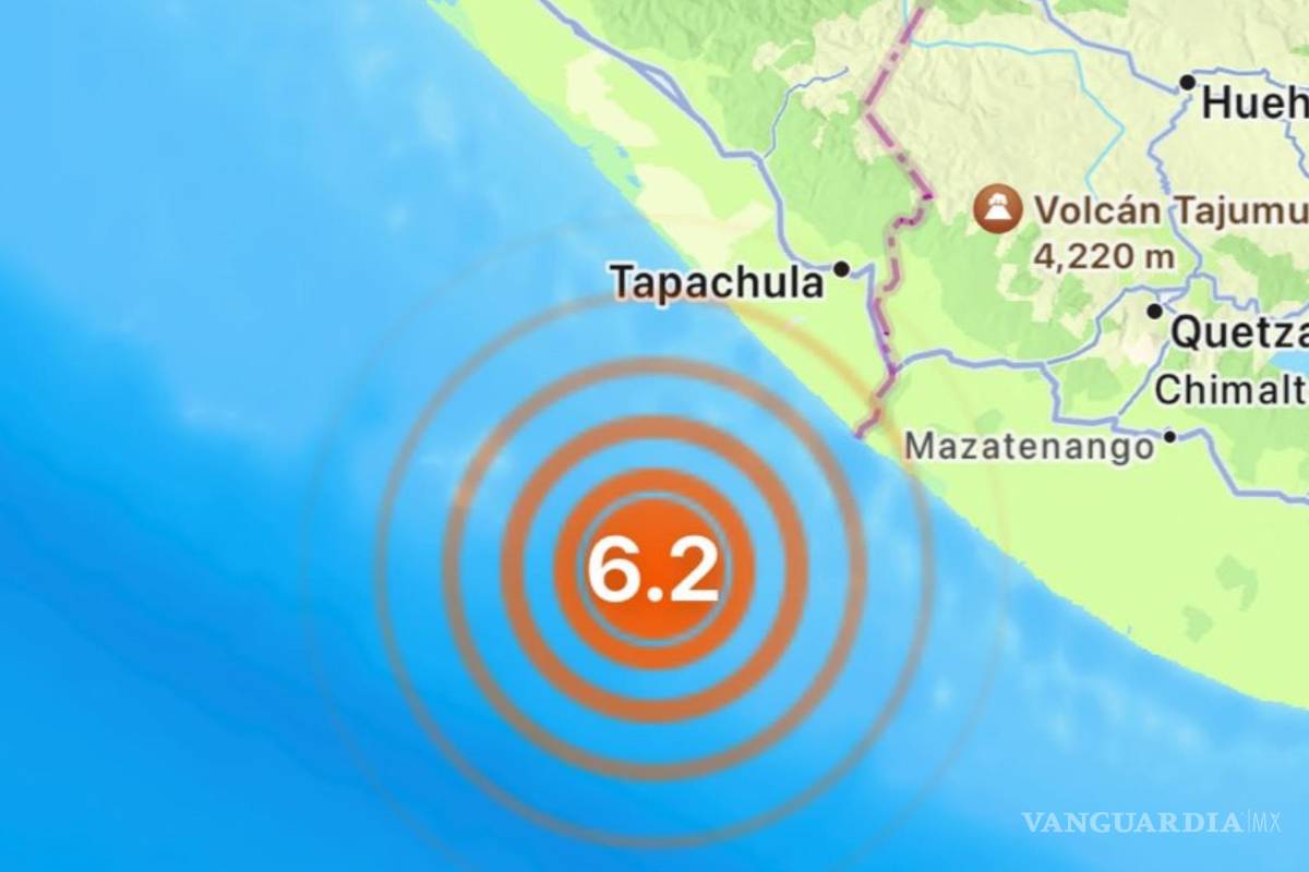 Registran fuerte sismo de magnitud 6.2 en la frontera de Chiapas con Guatemala