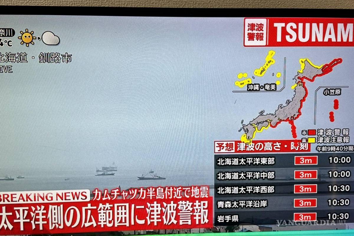 Activan alerta de tsunami en Japón tras sismo de magnitud 8.7 en una península de Rusia