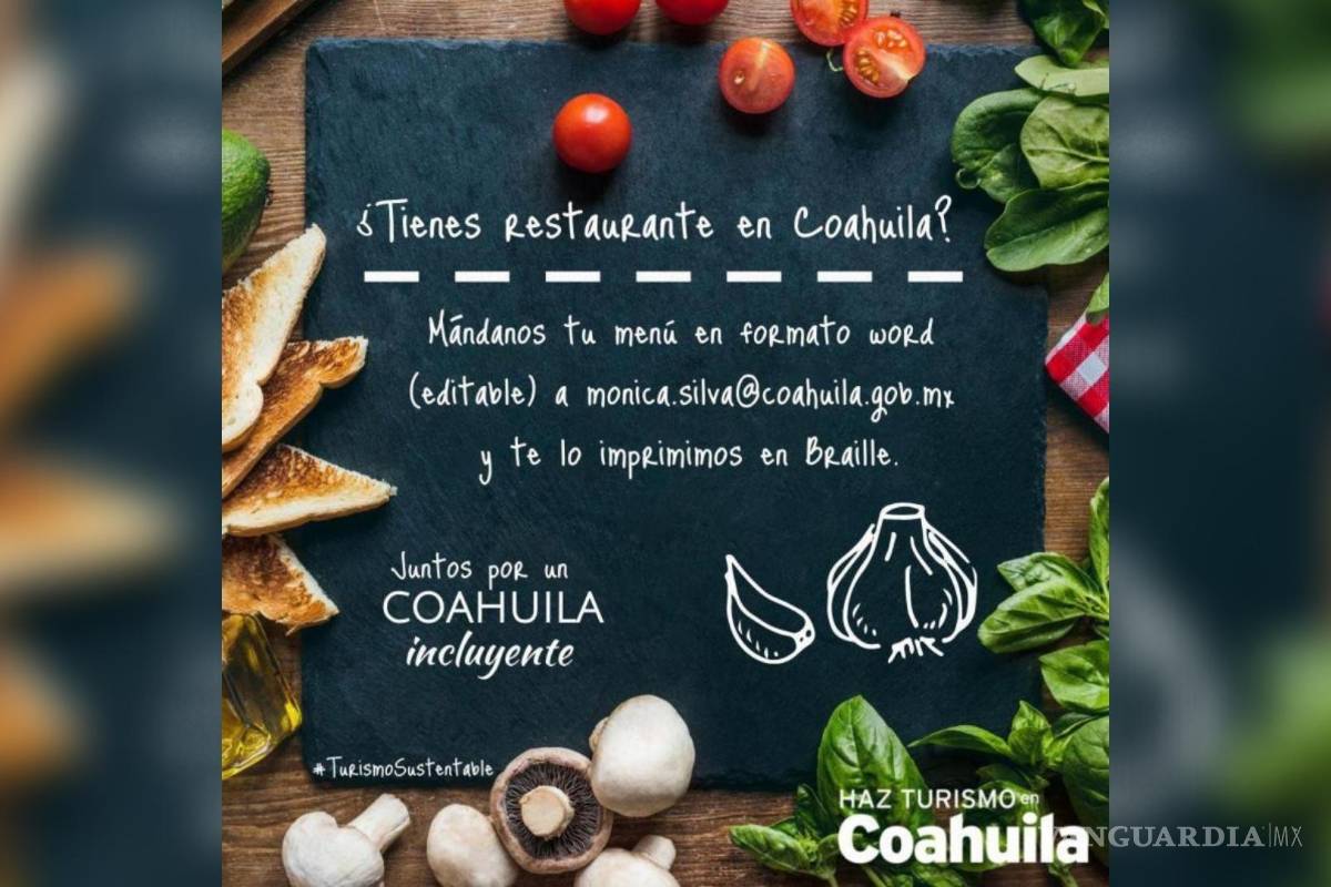 ¡Promueven menús en braille! Convocan a restaurantes de Coahuila a iniciativa