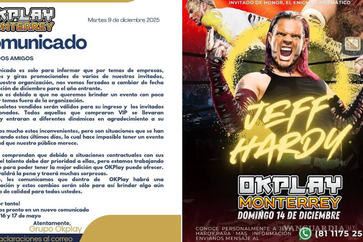 Cancelan OkPlay Monterrey a días del evento; Jeff Hardy ya había sido descartado del cartel