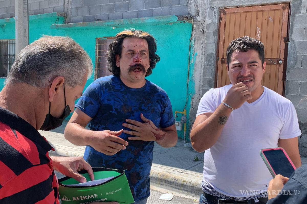 Excuñado persigue y golpea a conductor de taxi; conflicto deja 2 heridos y daños en Saltillo