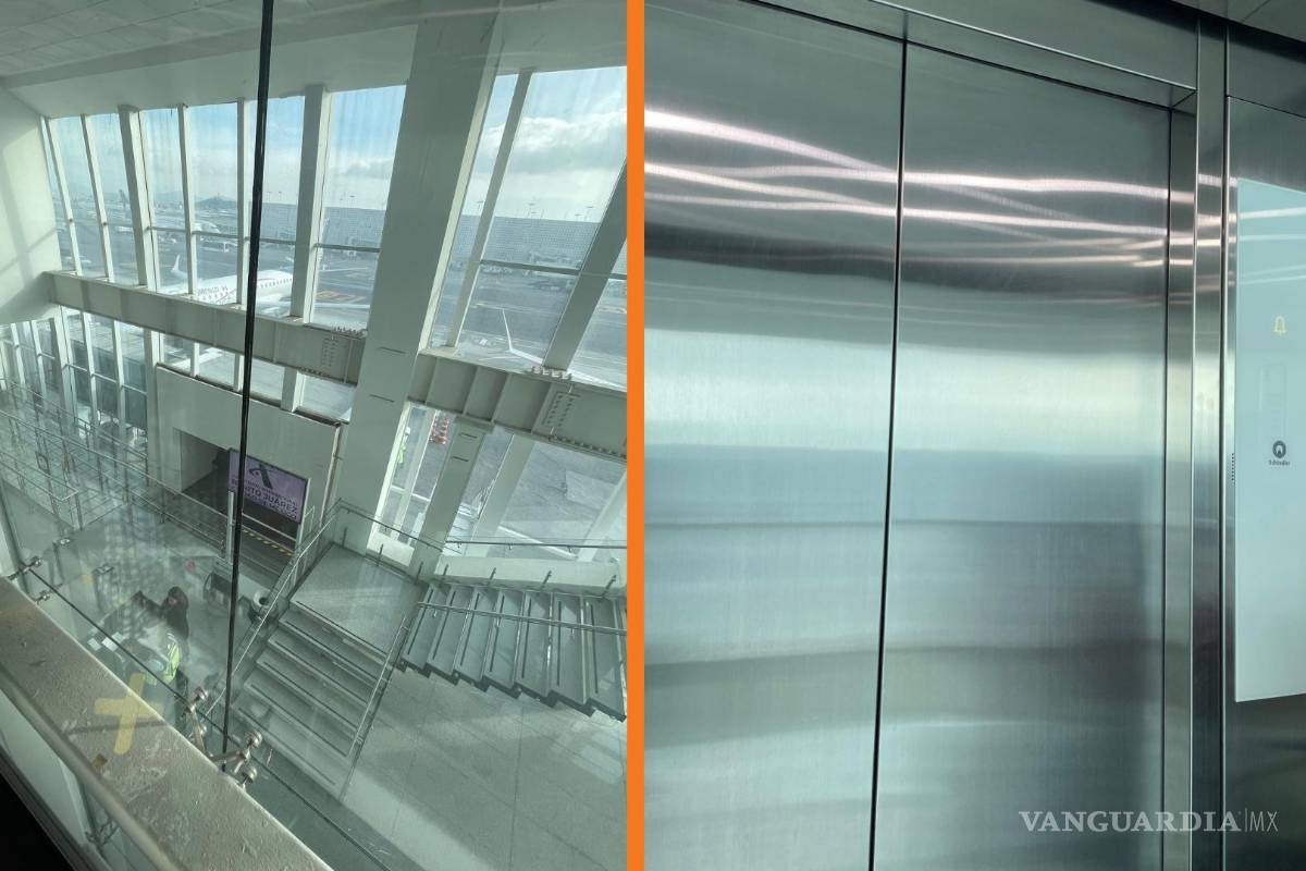 Pasajeros quedan encerrados por 20 minutos en elevador del AICM, por ‘recargarse en las puertas’