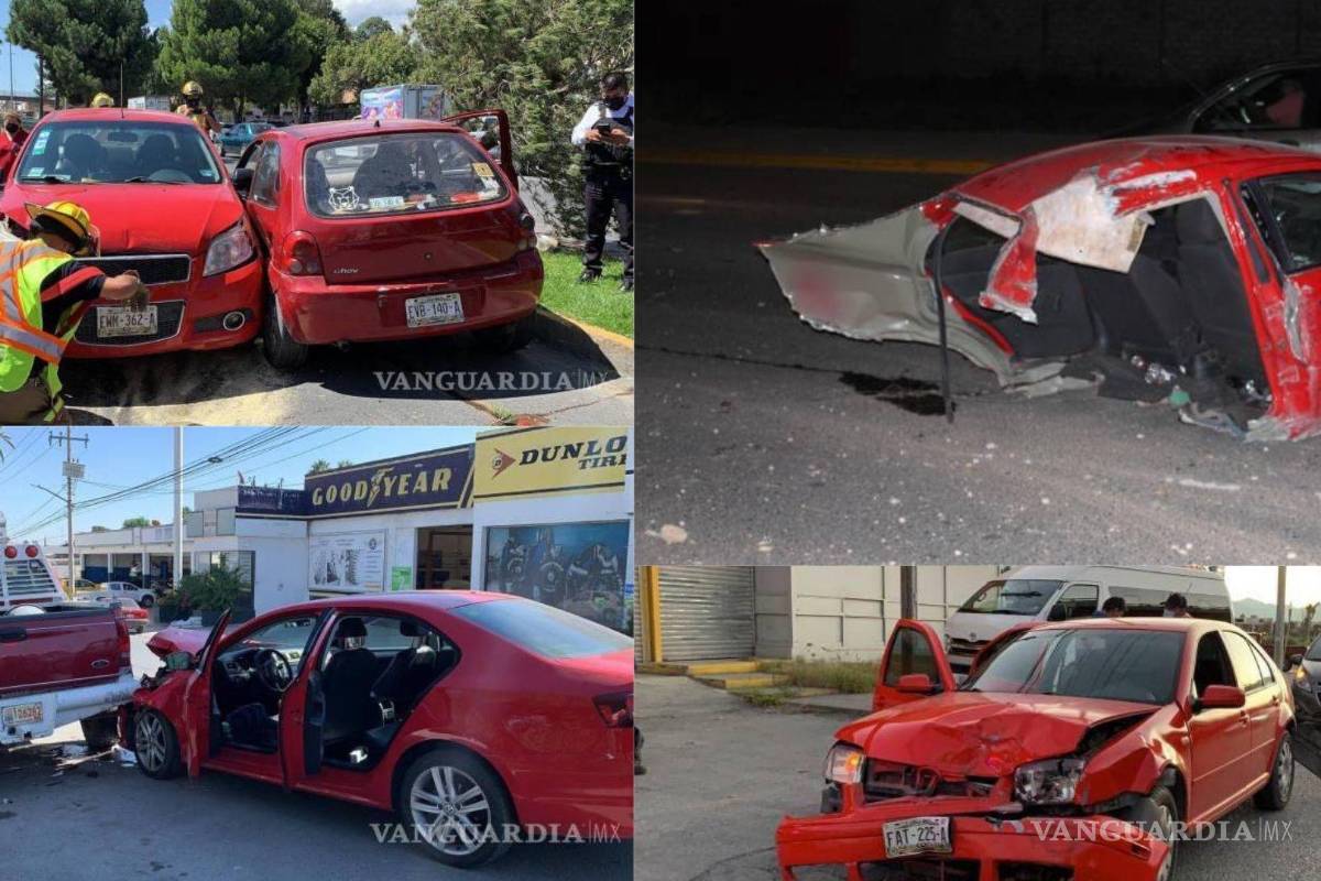 ¿Solo en Saltillo? De nuevo la ‘maldición’ de accidentes de carros rojos; ahora uno se parte en dos