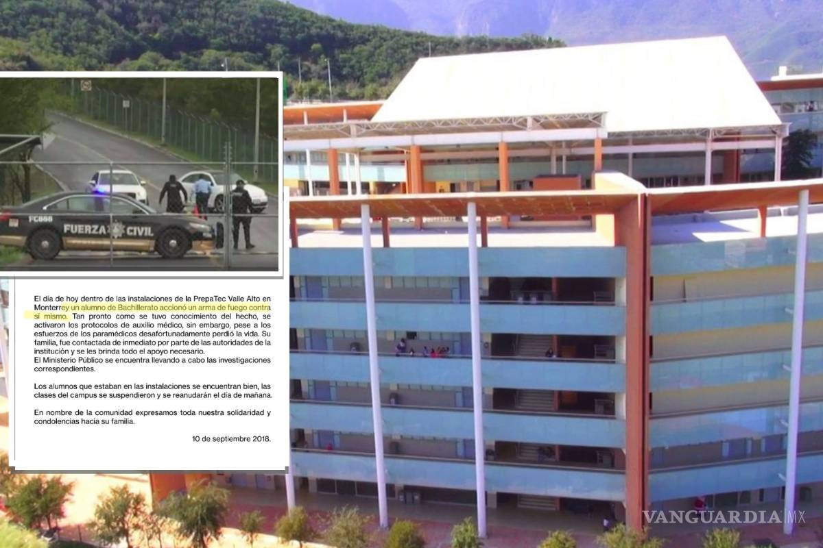 Estudiante se suicida de un balazo en Prepa Tec de Monterrey
