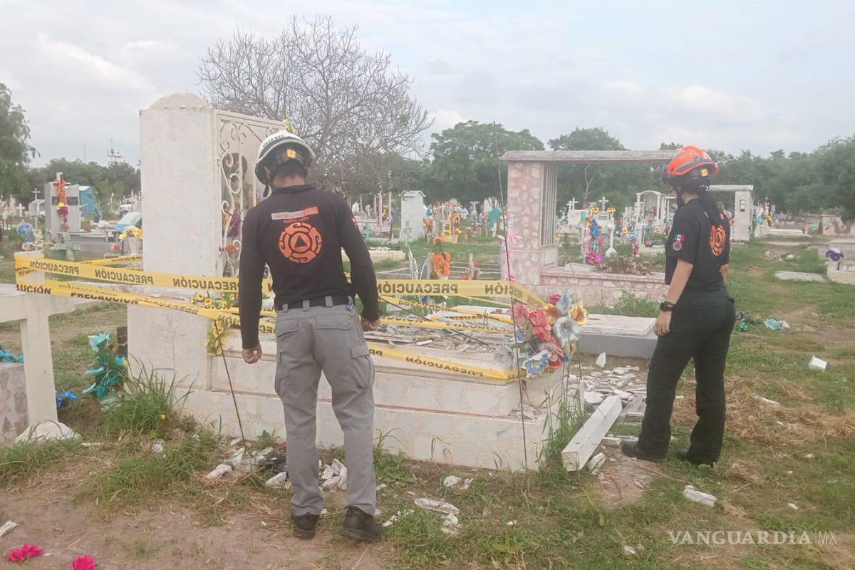 Desplome de techo de mausoleo deja tres heridos en Nuevo León